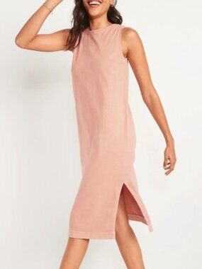 Old Navy Sleeveless Dusty Rose Midi Tank Dress, Small